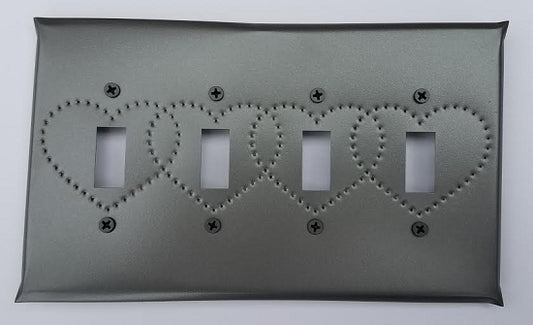 Tin Quad Switch Plate Heart Punch