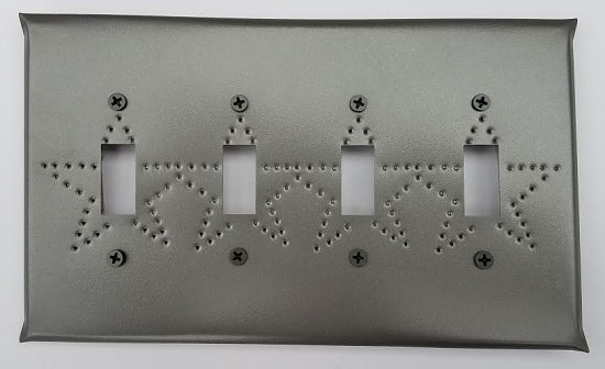 Tin Quad Switch Plate Star Punch
