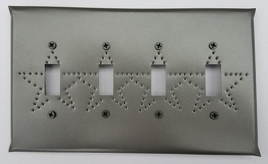 Tin Quad Switch Plate Star Punch