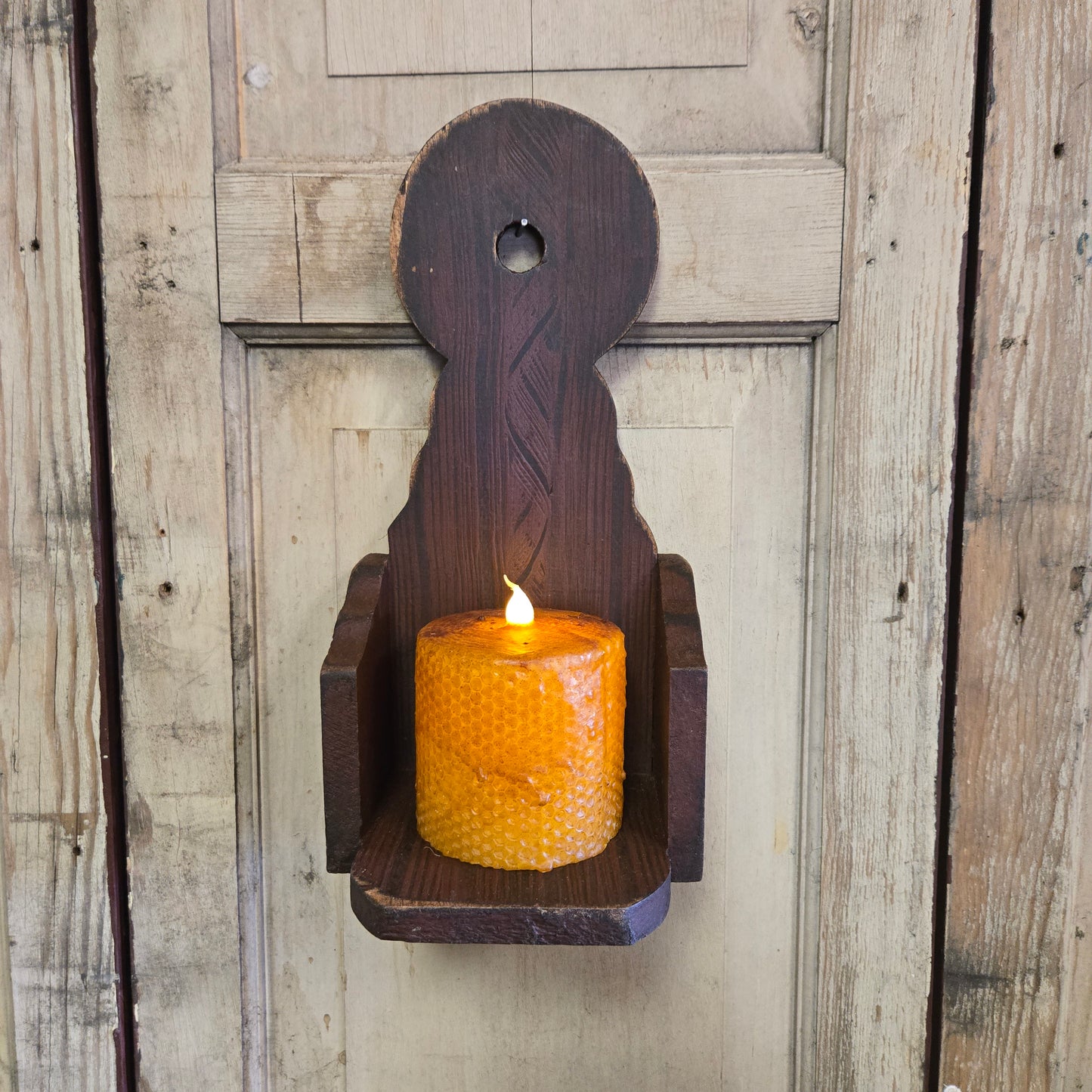 Primitive Wooden Wall Sconce