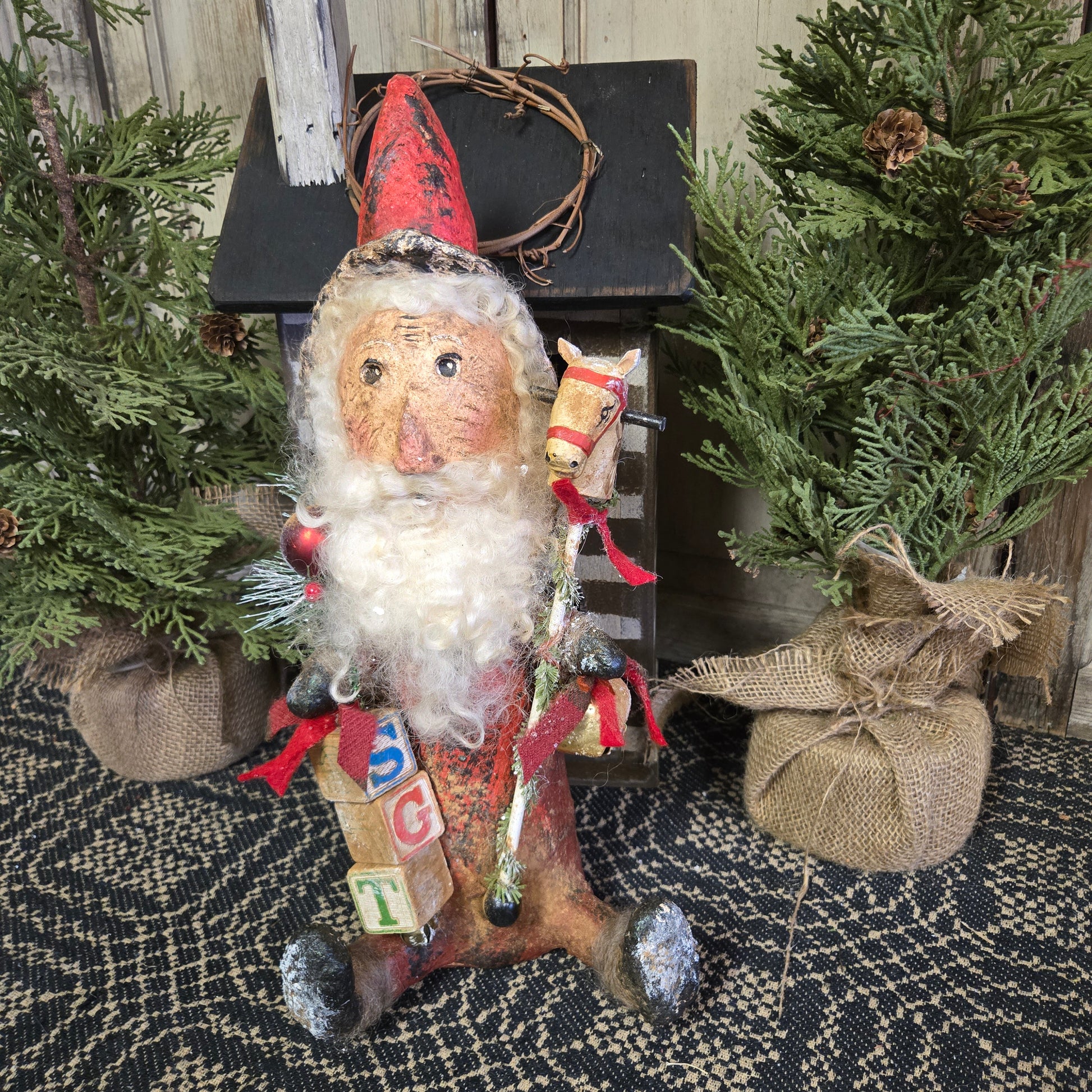 Krisnick Santa with Hobby Horse and Blocks