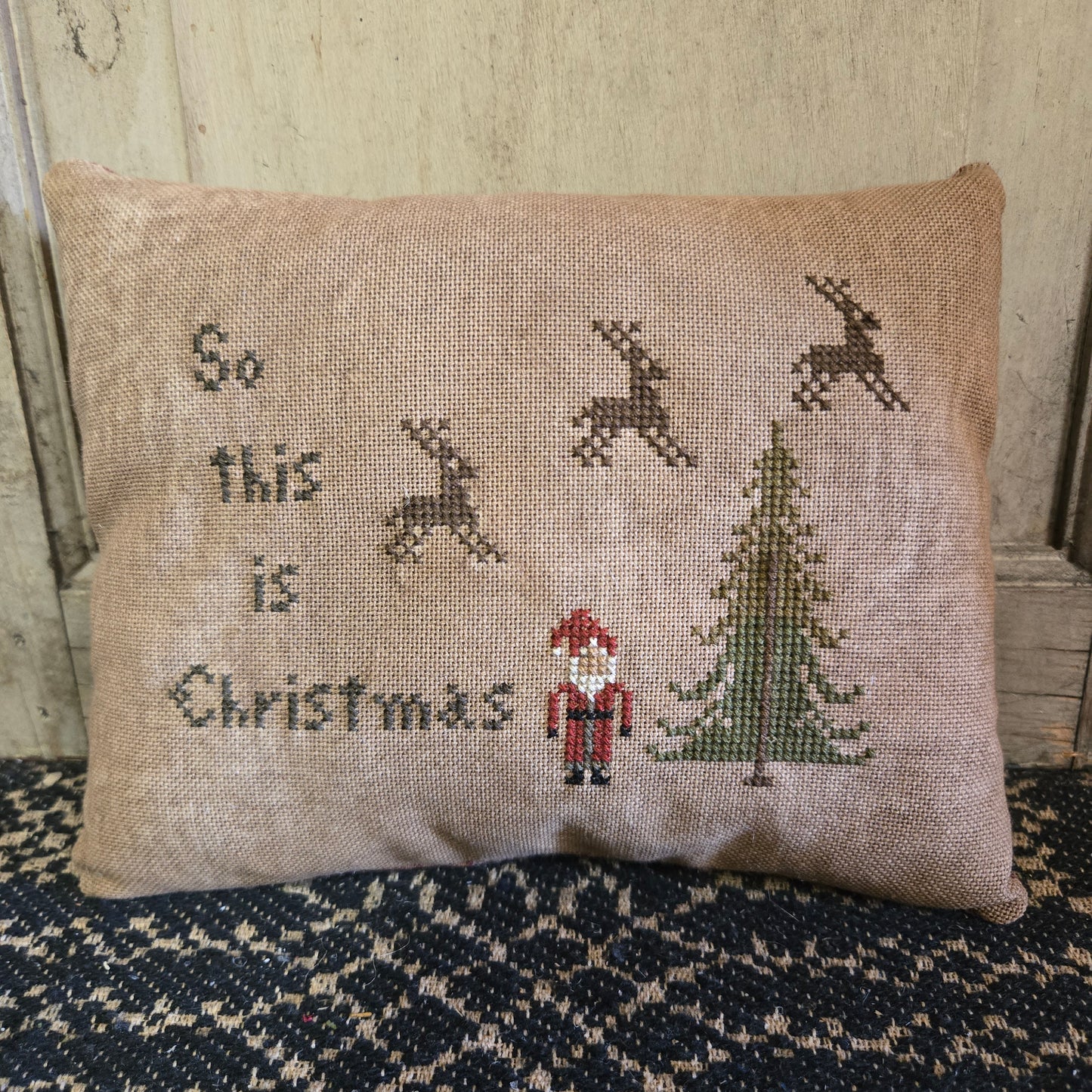 Collection of Primitive Cross Stitch Pillows