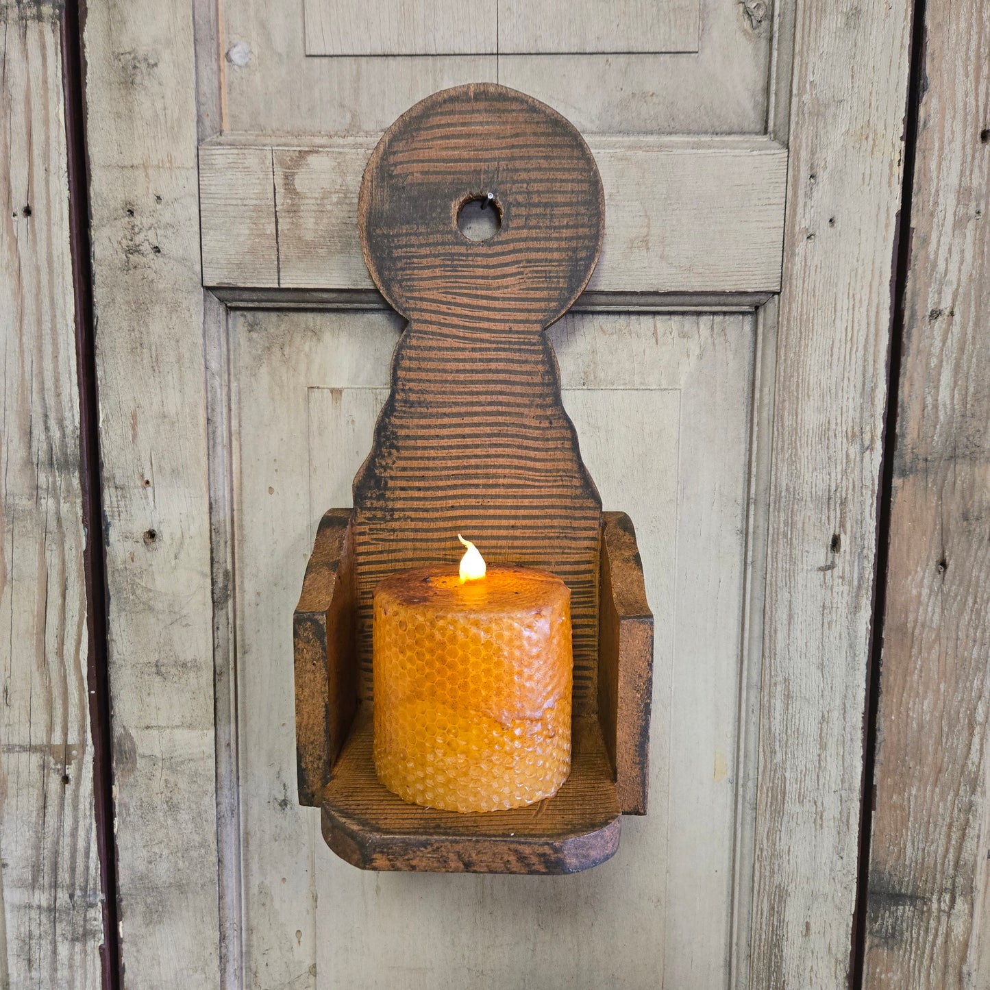 Primitive Wooden Wall Sconce