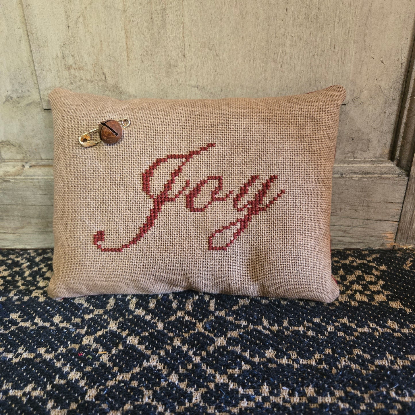 Collection of Primitive Cross Stitch Pillows