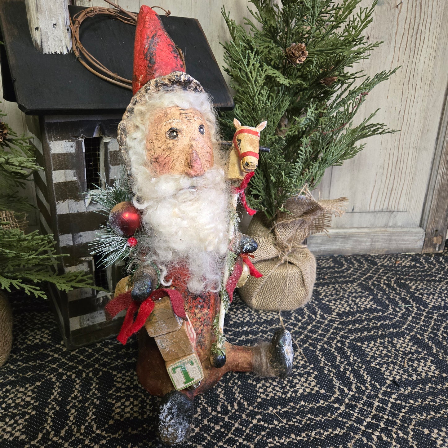 Krisnick Santa with Hobby Horse and Blocks