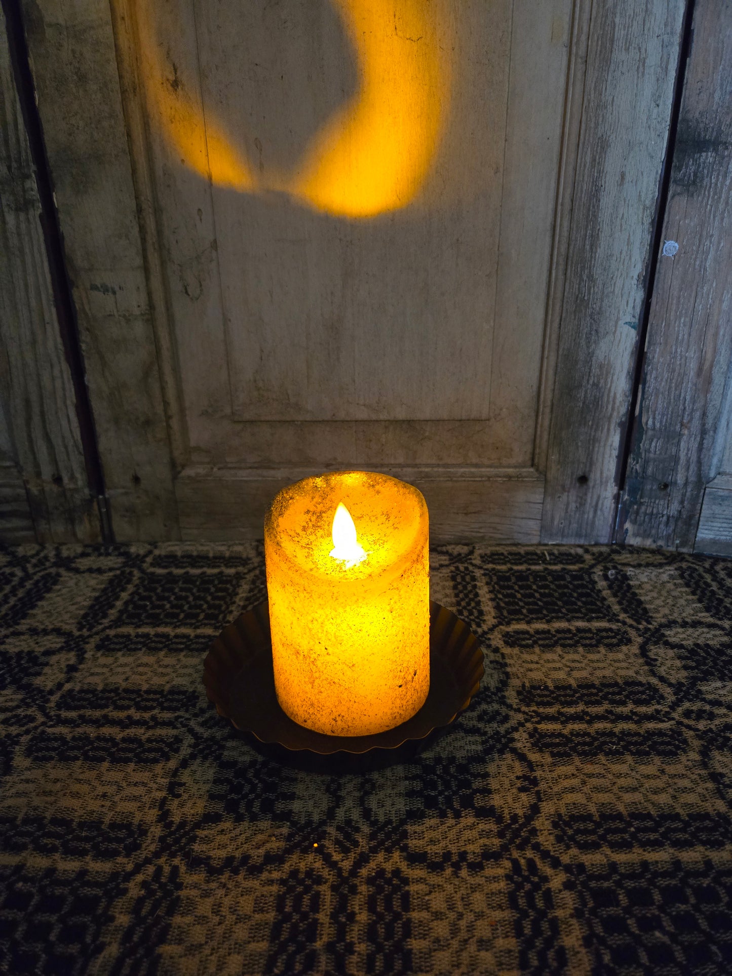 Moving Flame Pillar Candle-Mustard 3×4