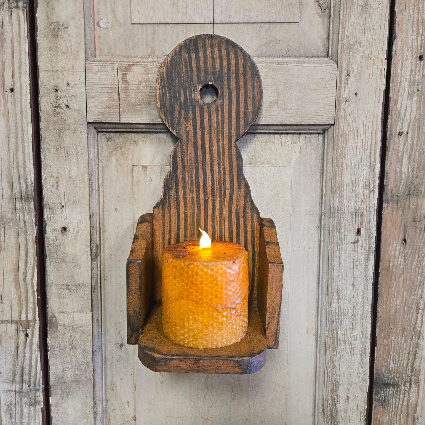 Primitive Wooden Wall Sconce