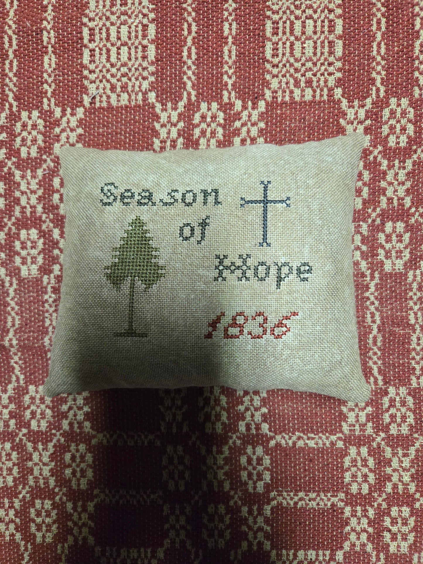 Collection of Primitive Cross Stitch Pillows