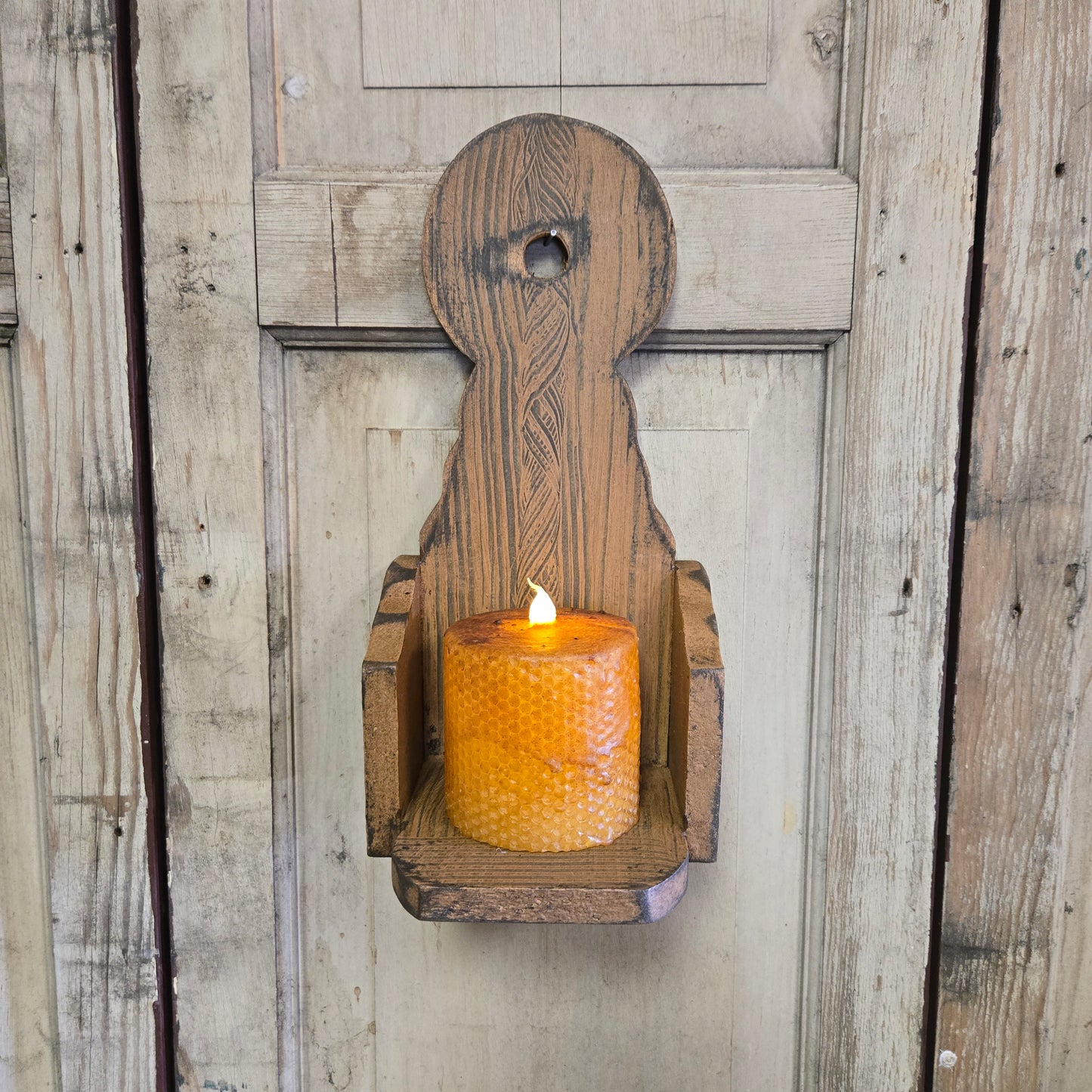 Primitive Wooden Wall Sconce