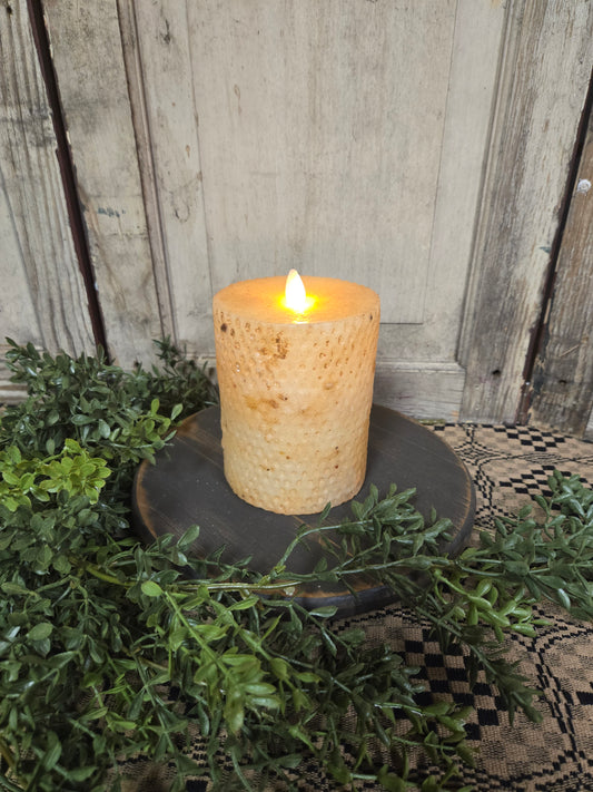 5" Beeswax Honeycomb Pillar Burnt Ivory