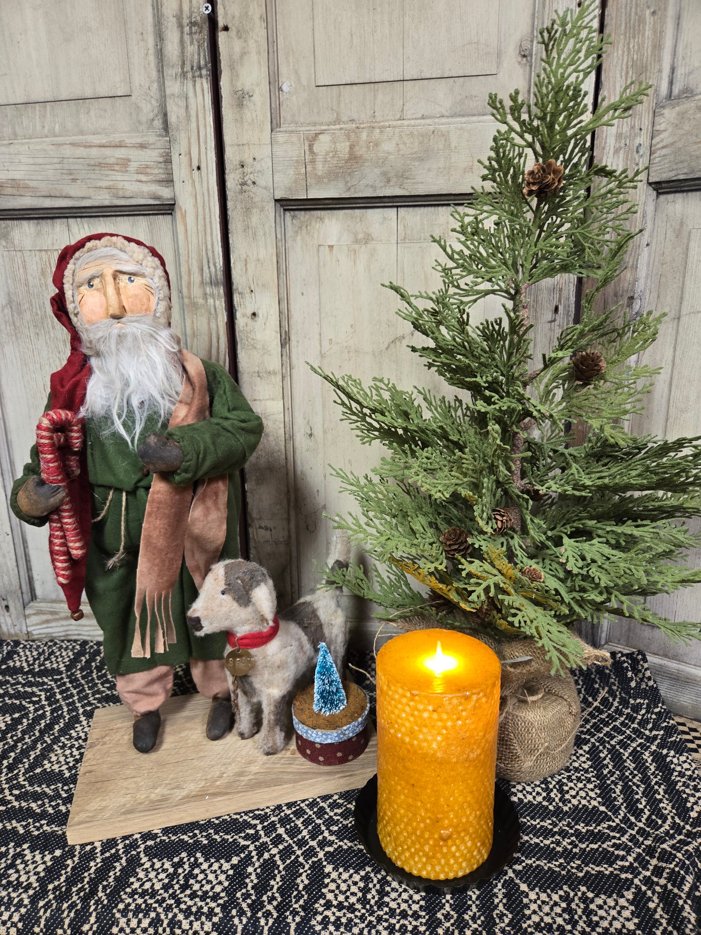 Primitive Santa with Dog