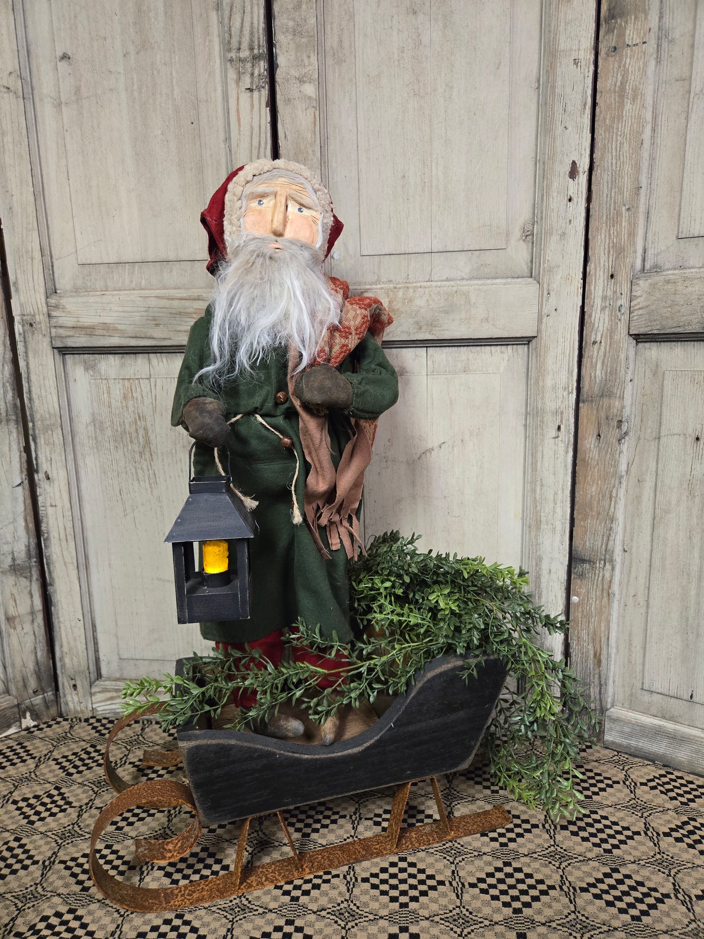 Primitive Santa with Red Pants and Lantern