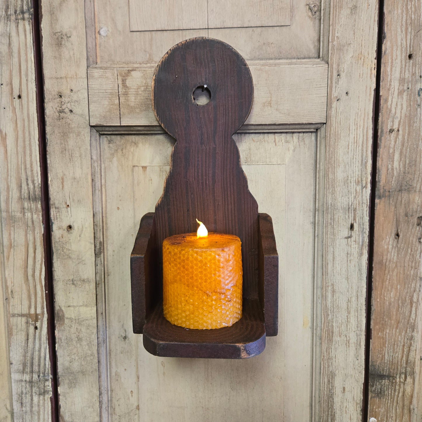 Primitive Wooden Wall Sconce