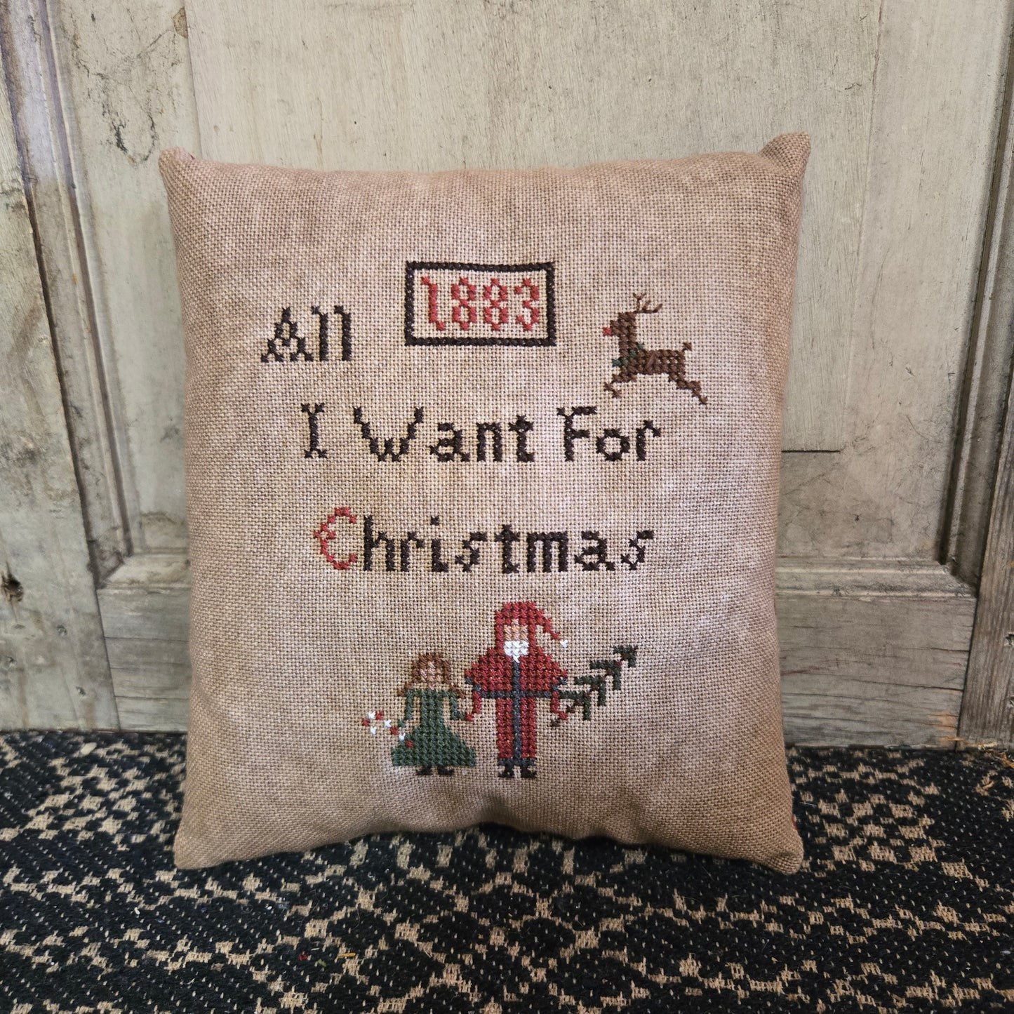 Collection of Primitive Cross Stitch Pillows