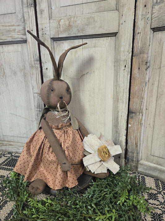 Abigail Primitive Bunny with Flower