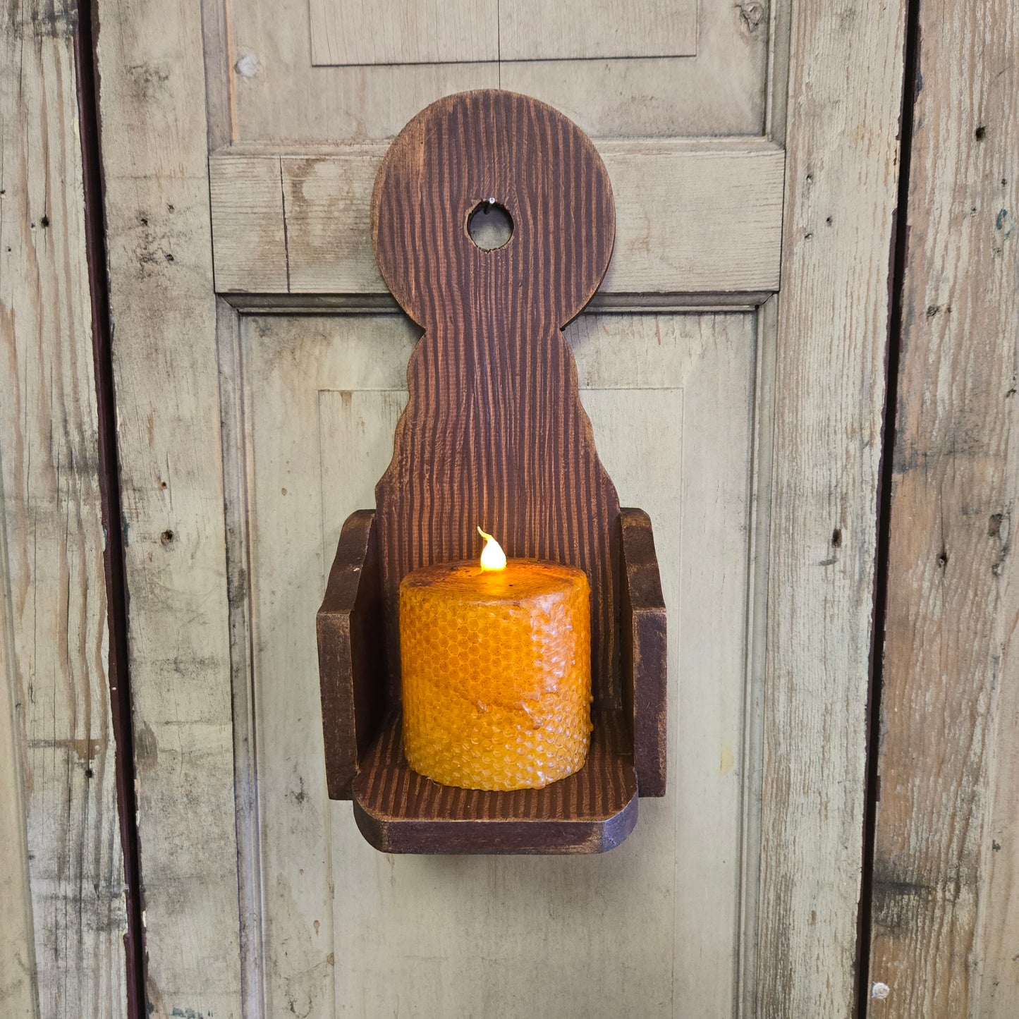 Primitive Wooden Wall Sconce