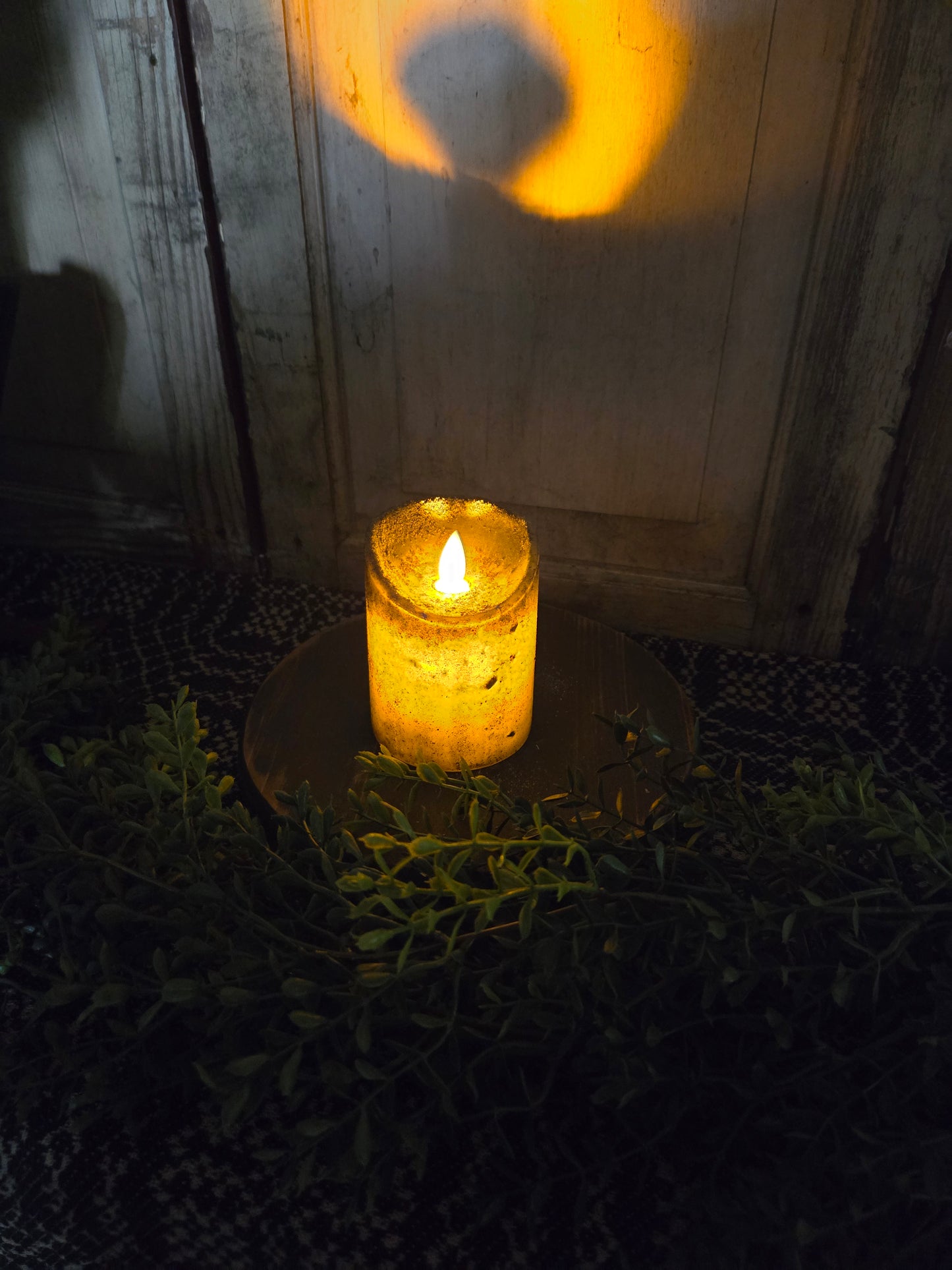 Moving Flame Pillar Candle-Dark Green 3×4