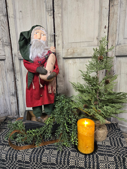 Primitive Santa Holding Snowman