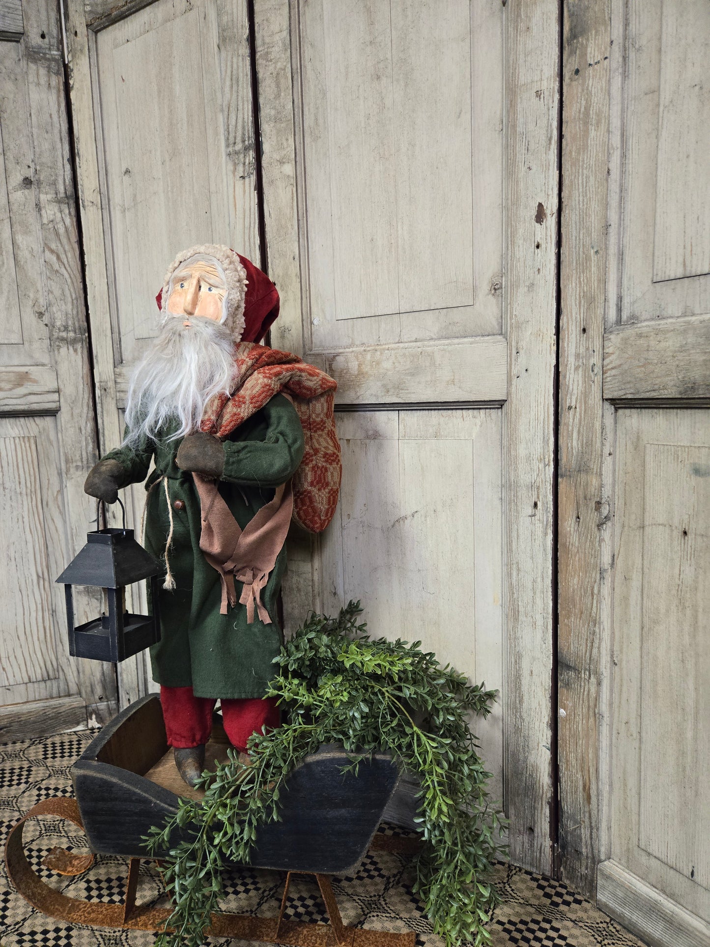 Primitive Santa with Red Pants and Lantern