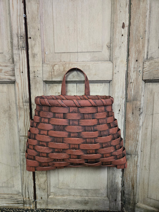 Primitive French Wall Basket Large Burgundy