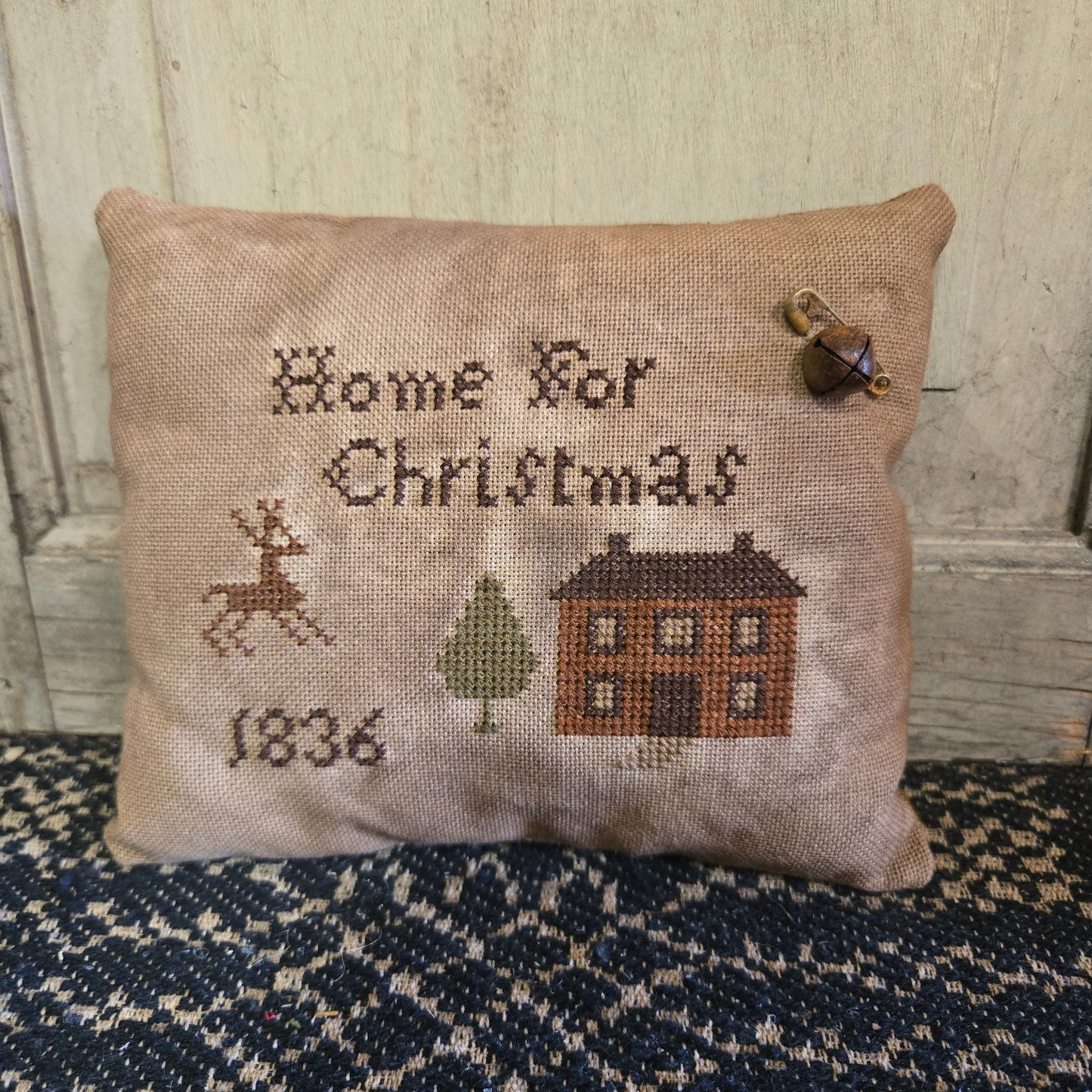 Collection of Primitive Cross Stitch Pillows