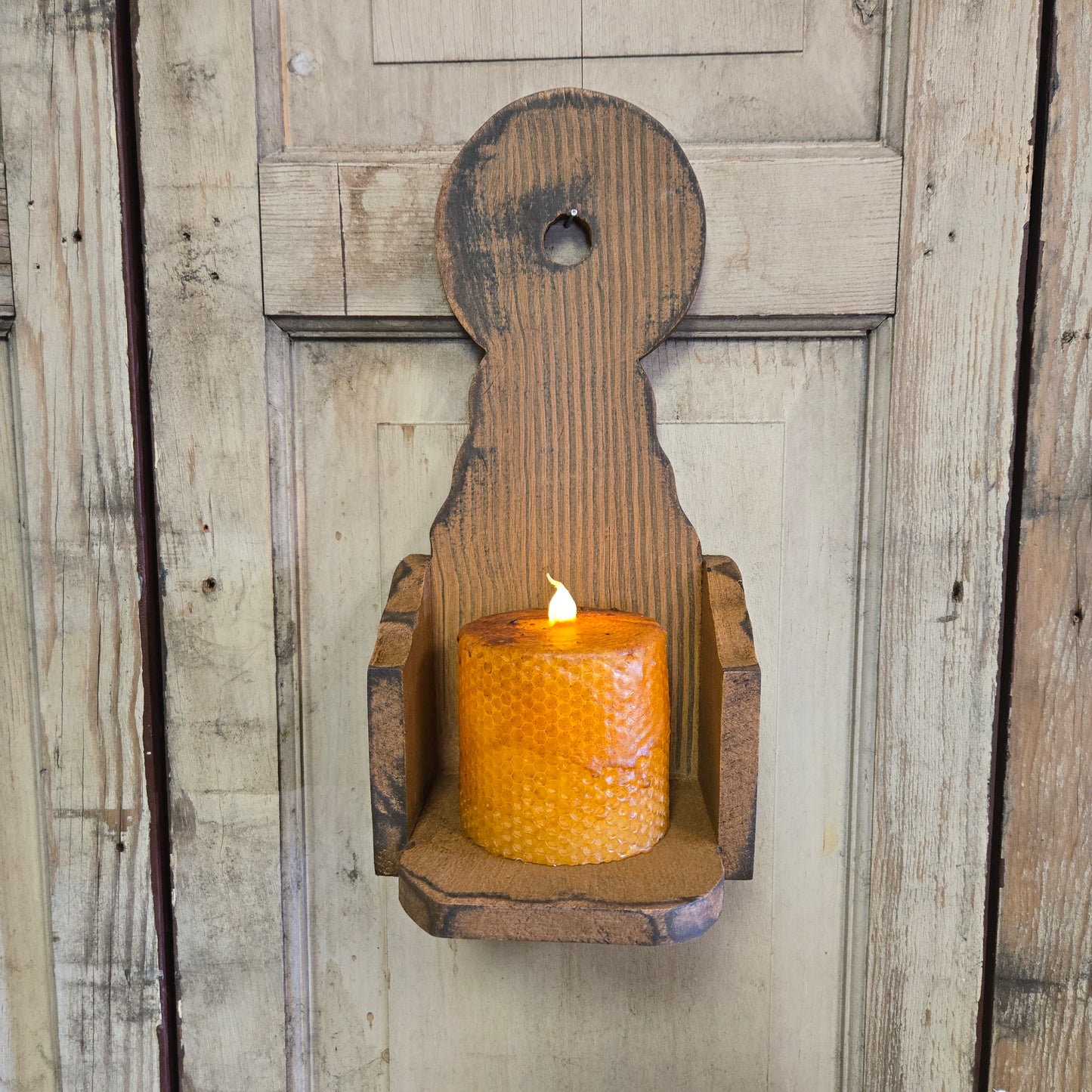 Primitive Wooden Wall Sconce