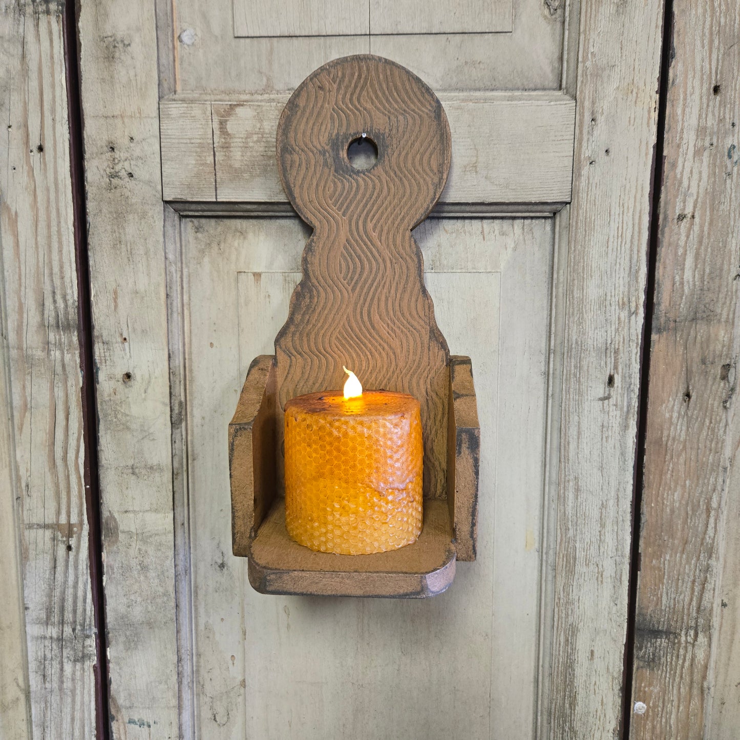 Primitive Wooden Wall Sconce