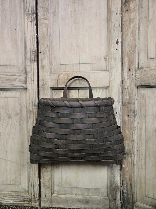 Primitive French Wall Basket Large Black