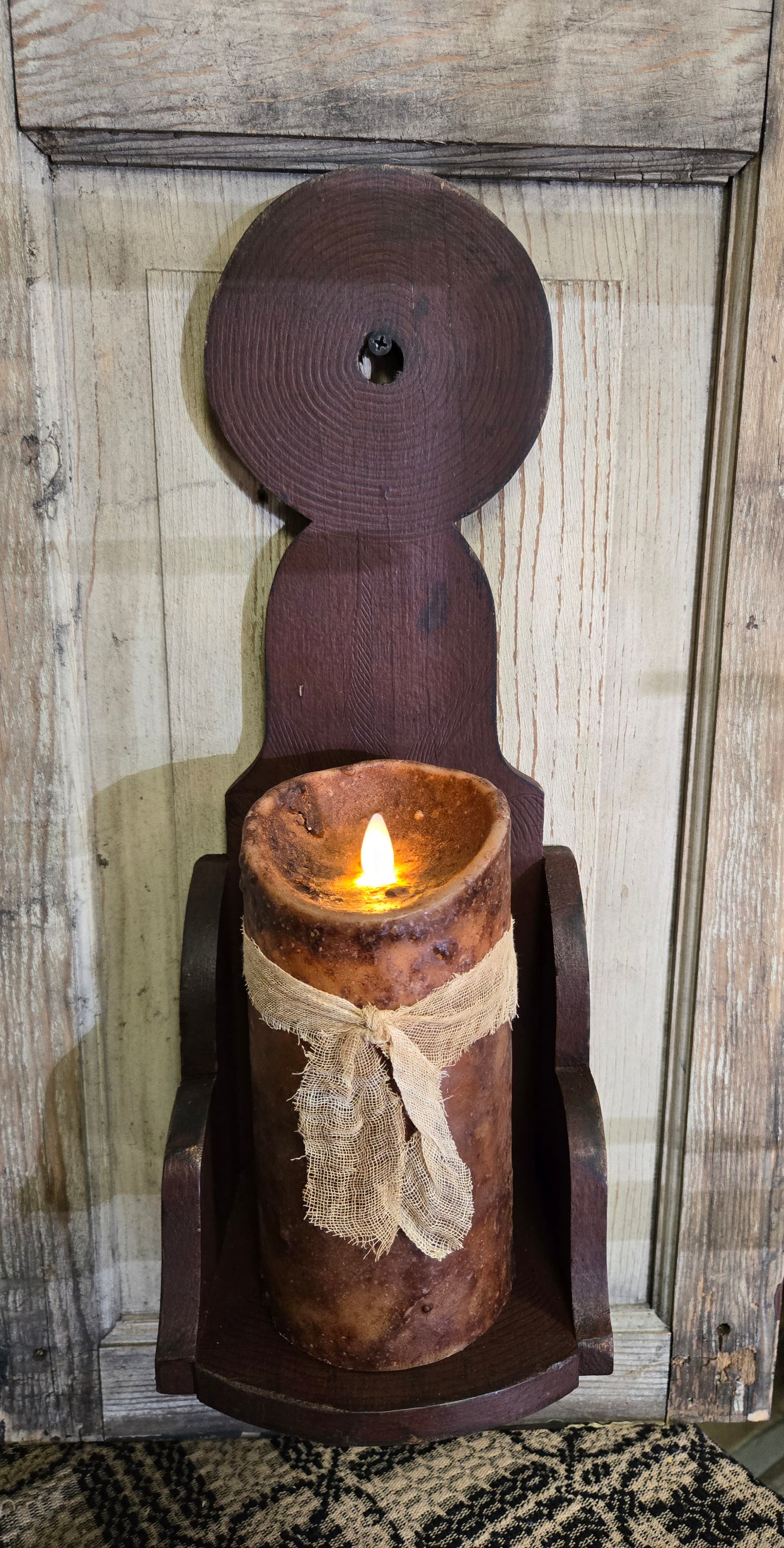 Combed Wooden Sconce