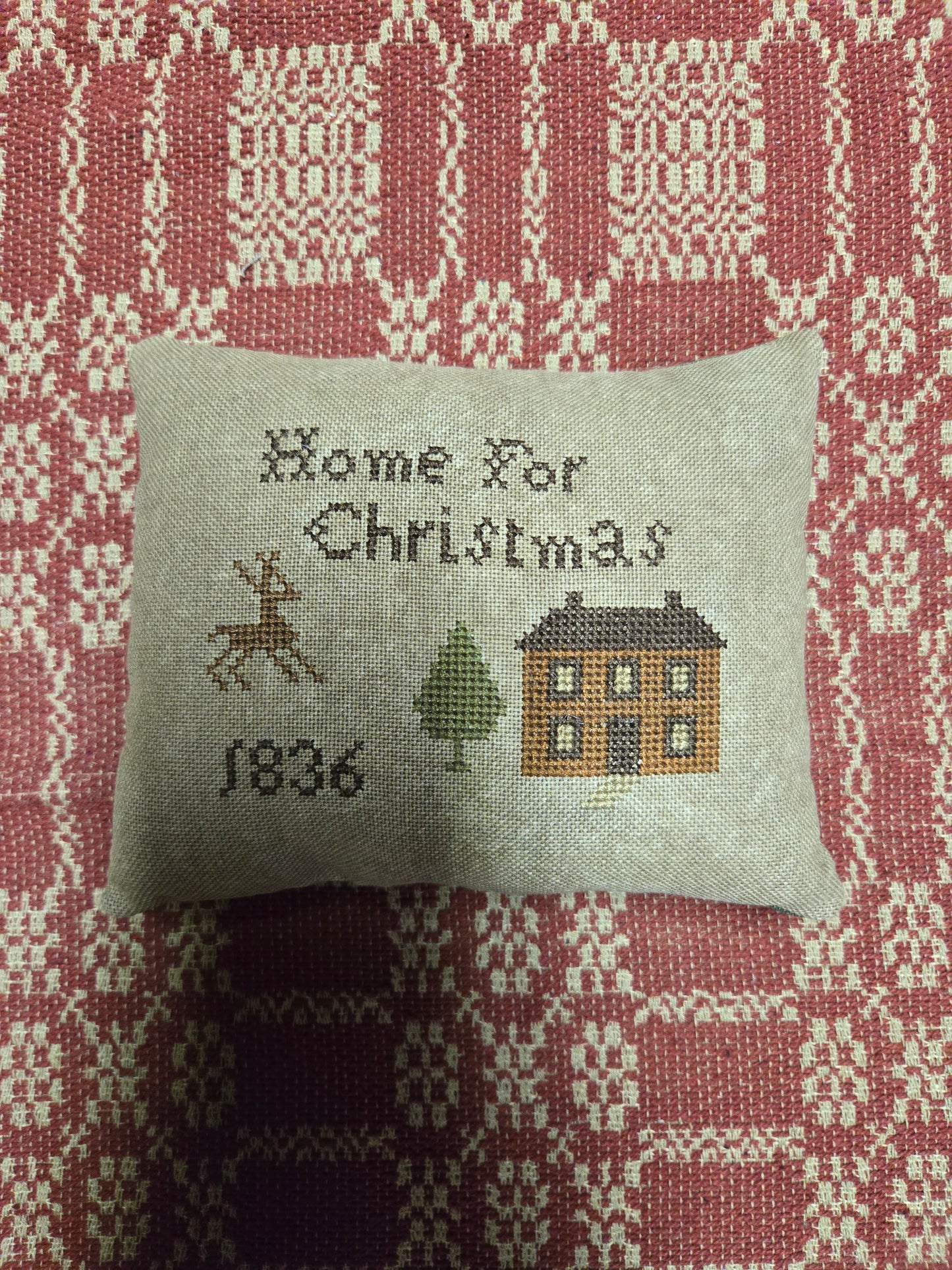 Collection of Primitive Cross Stitch Pillows