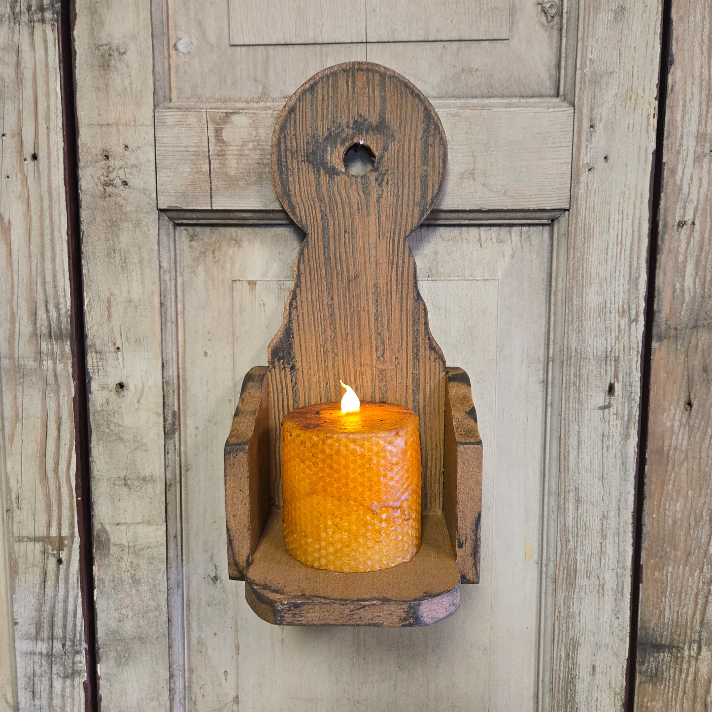 Primitive Wooden Wall Sconce