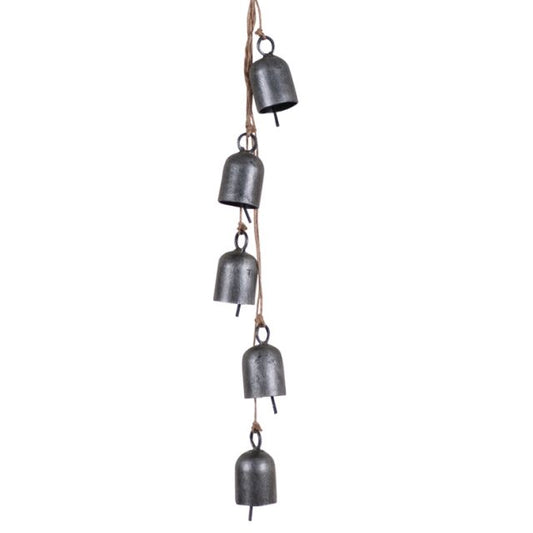 Rustic Hanging 5-Bell Set in Antique Silver