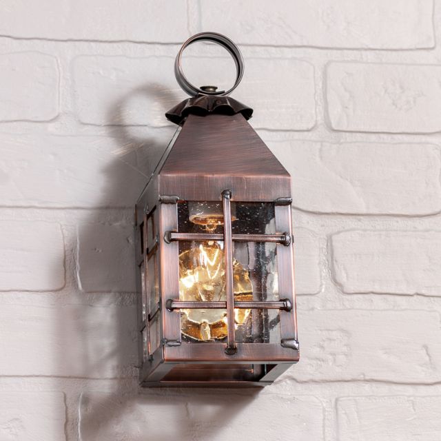 Small Barn Outdoor Wall Light in Solid Antique Copper - 1-Light