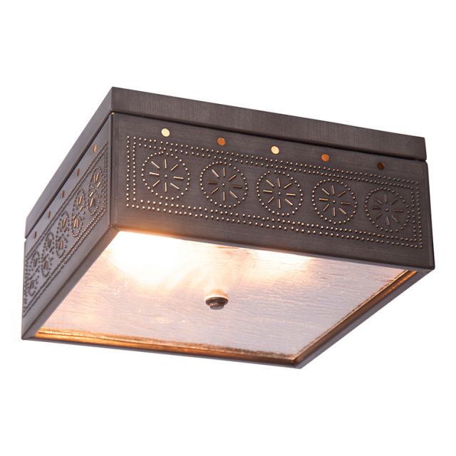 Flush Mount Square Ceiling Light with Chisel in Kettle Black