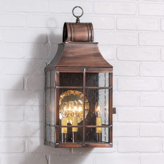 Stenton Outdoor Wall Light in Solid Antique Copper - 3-Light