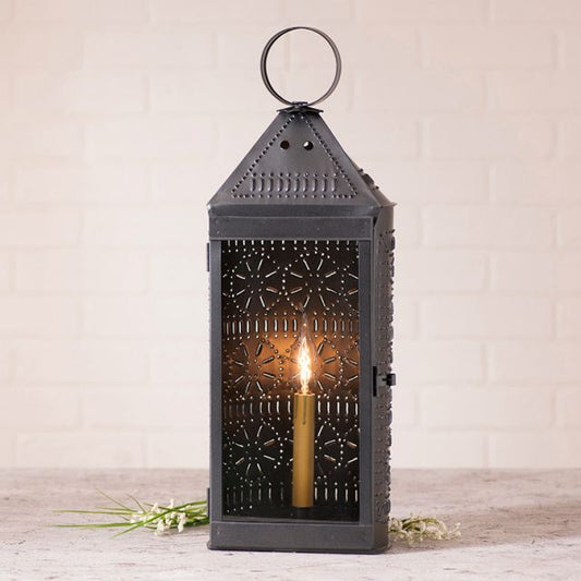 Tall Harbor Tin Lantern in Smokey Black