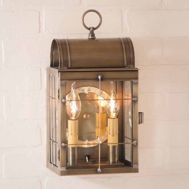 Toll House Wall Lantern in Weathered Brass - 2-Light