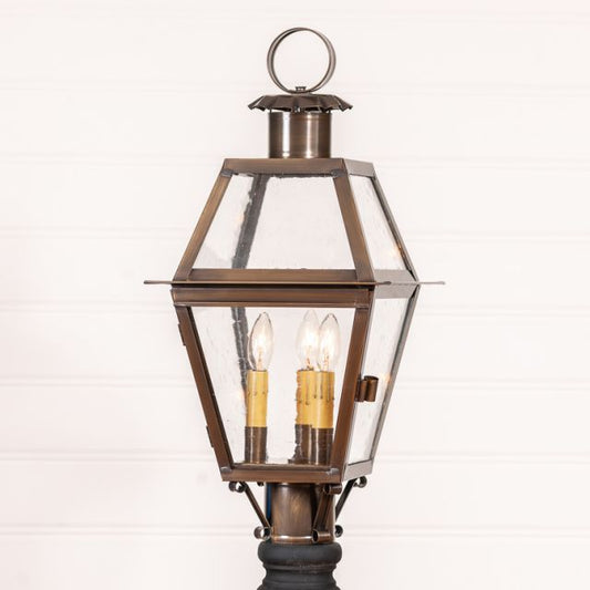 Town Crier Outdoor Post Light in Solid Antique Copper - 3-Light