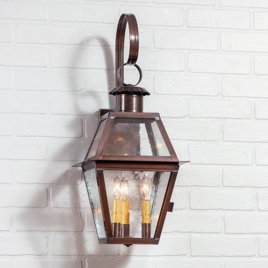 Town Crier Outdoor Wall Light in Solid Antique Copper - 3-Light