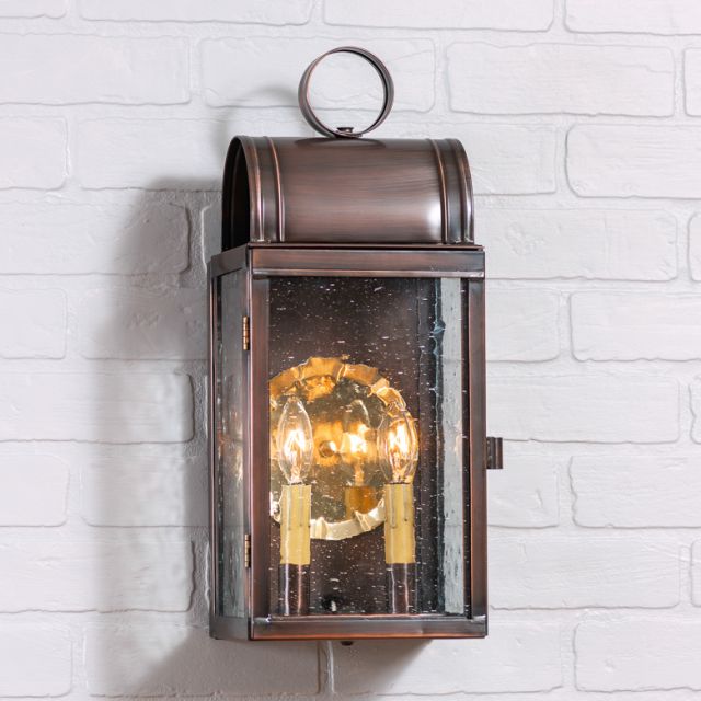 Town Lattice Outdoor Wall Light in Solid Antique Copper - 2-Light